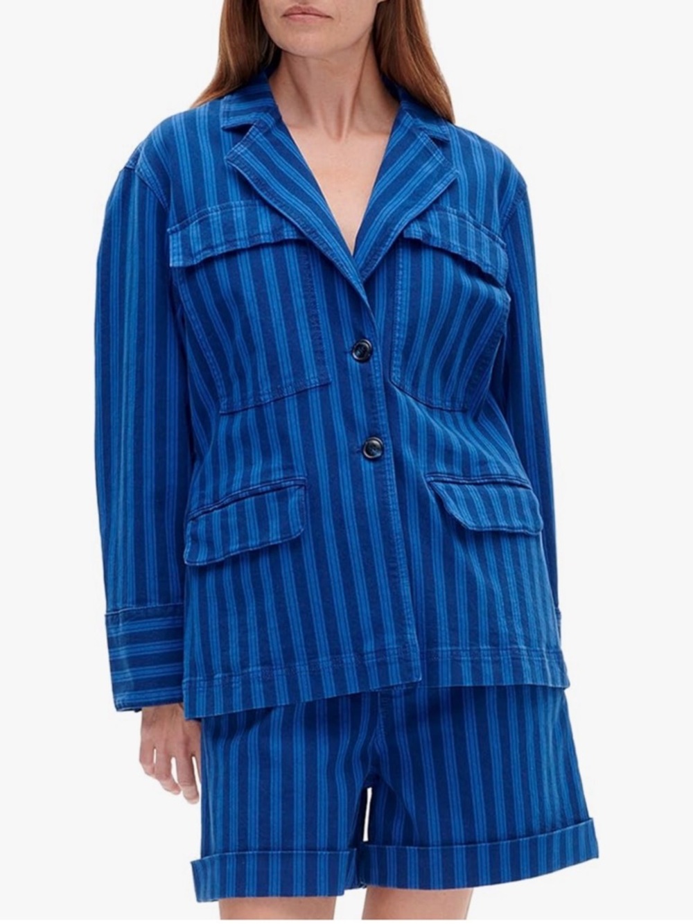 Baum und Pferdgarten BINA Jacket Blue Depths Stripe Elevated Boxy NWT Size 2